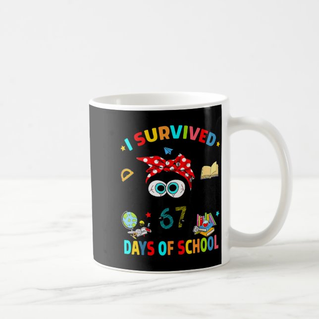 Mug I Survived 67 Days Of School Funny Black Cat Six S (Droite)