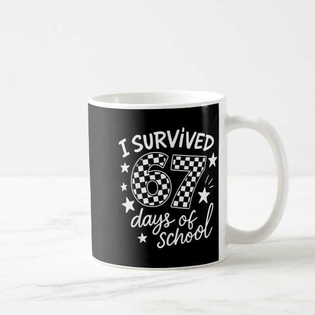 Mug I Survived 67 Six Seven Days Of School Checkered B (Droite)
