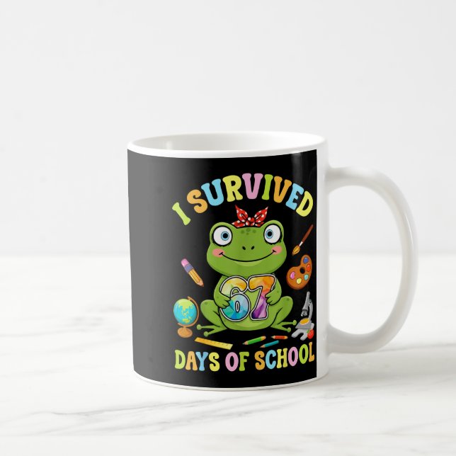 Mug I Survived Six Seven Days Of School Cute Frog Stud (Droite)