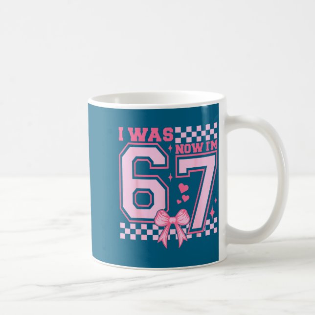 Mug I Was 6 Now I'm 7 Nk Coquette Bow Heart Checkered  (Droite)