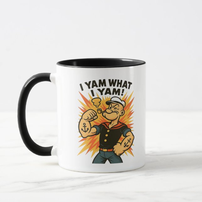 Mug I Yam What I Yam Popeye Citation de dessin classiq (Gauche)