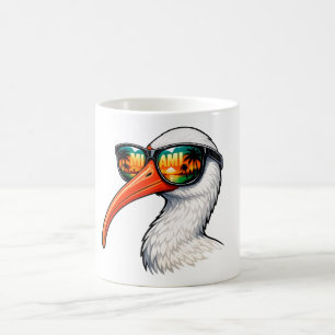 Mug Ibis Blanc Américain Vintage avec Lunettes de Sole