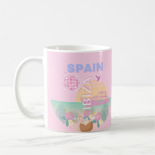 Mug Ibiza, Espagne, Art Voyage, Art Preppy, Rose
