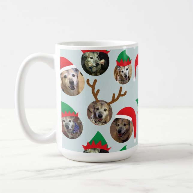 Mug Ice Blue Silly Christmas Casquette Chien Photo Col (Gauche)