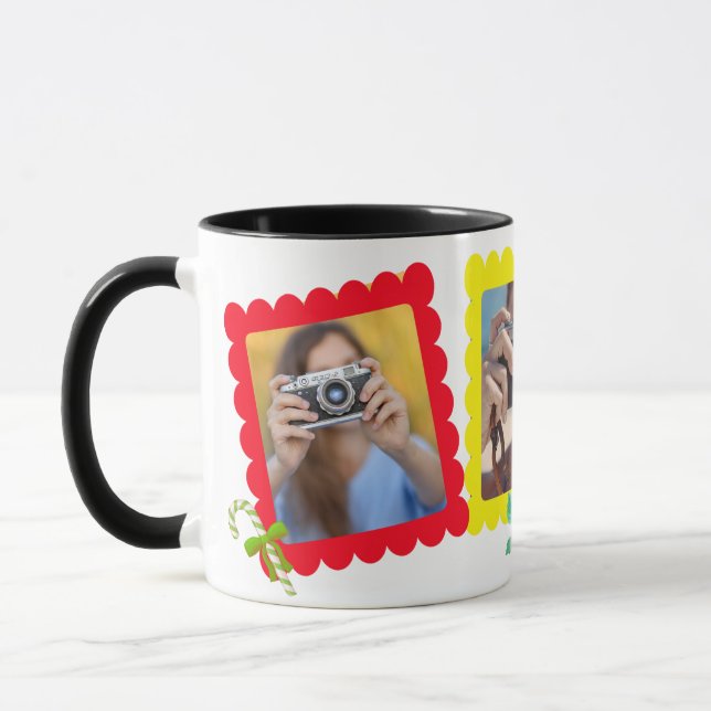 Mug Icône de Noël mignonne Graphique 3 photo Cadeau de (Gauche)