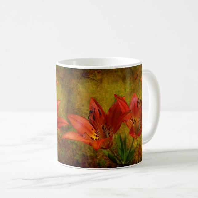 Mug Icône Lily de l'Ouest rouge des Prairies texturée (Devant droit)