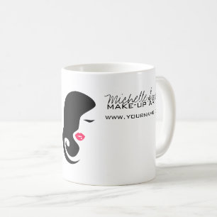 Mug Icône maquillage Femme visage en noir blanc lèvres