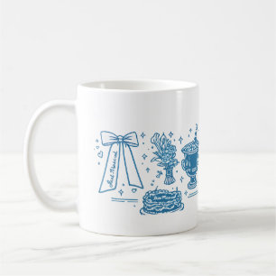 Mug Icônes de collage de célébration de mariage bleu é