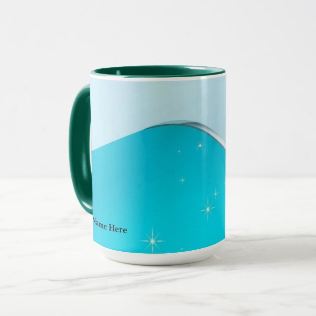 Mug Icy Cyan Luxury Titanium Sparkle Burst (Devant gauche)