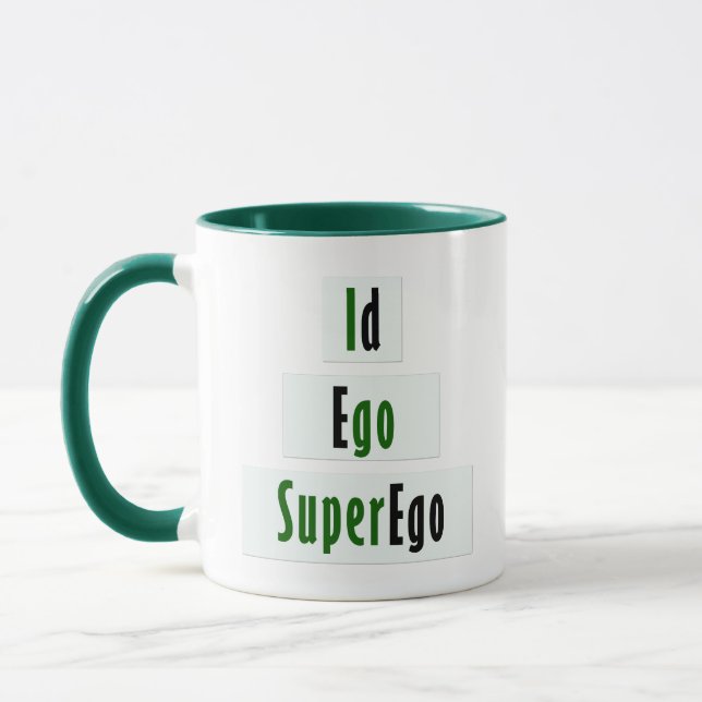Mug Id, Ego et Superego Psychologie en Vert et Noir (Gauche)