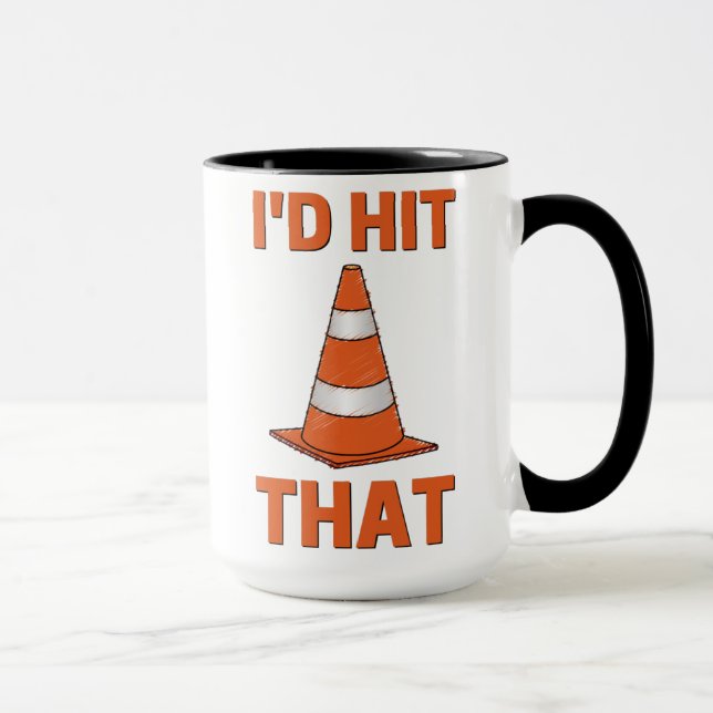 Mug I'd hit that funny autocross design orange cone (Droite)