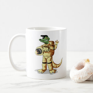 Mug Iguanodon Habillé Dans Un Spacesuit Cosmonaute.