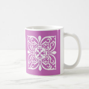 Mug Ikat damask motif - orchidée et blanc