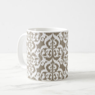 Mug Ikat Damassé Mauresque - taupe brun clair et blanc