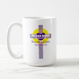 Mug Il A Augmenté Cross Bible Verse Pâques Nom Personn