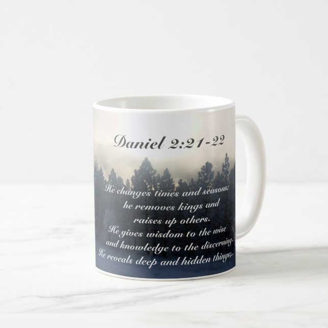Mug Il change de temps et de saison, Daniel 2:21 Bible (Devant droit)