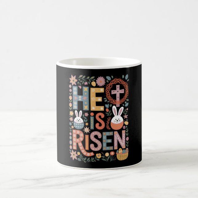 Mug Il est ressuscité Jésus Floral mignon lapin de Pâq (Centre)