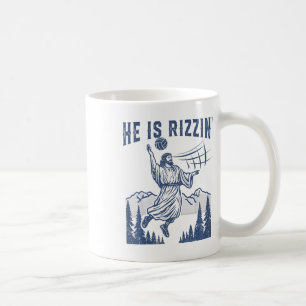 Mug Il Est Rizzin Volleyball Jésus Joyeux Pâques Drôle