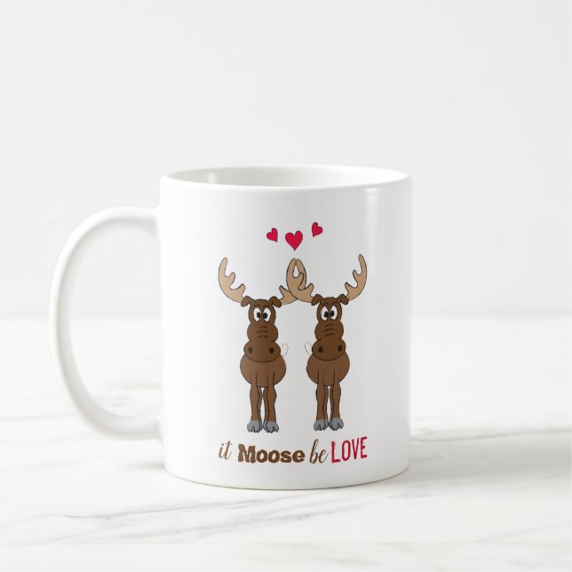 Mug Il Moose be Love Valentine's Day mignon (Gauche)