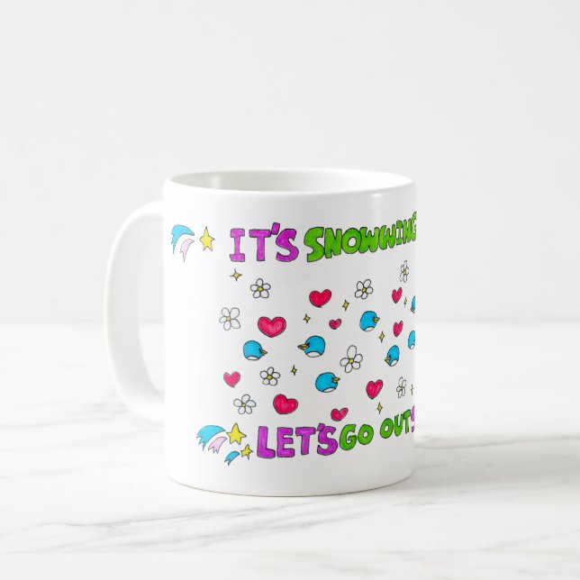 Mug Il neige des pingouins aujourd'hui, sortons (Devant gauche)