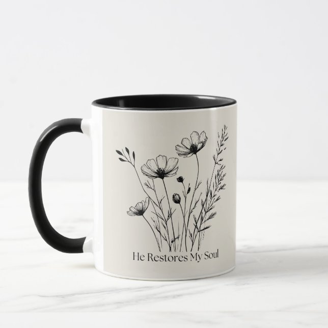 Mug Il restaure mon âme Design minimaliste (Gauche)