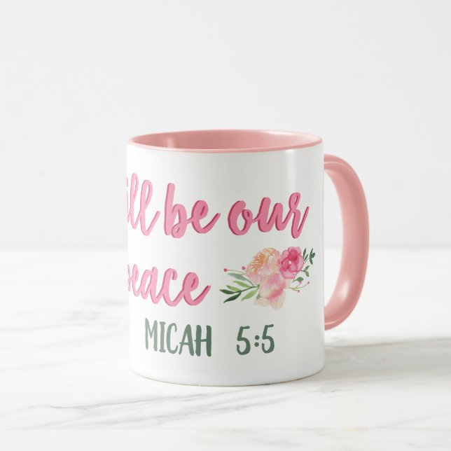 Mug Il Sera Notre Écriture De Paix // Bible Verse (Devant droit)