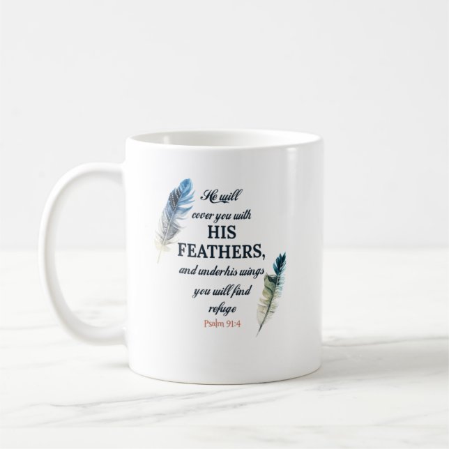 Mug Il vous couvrira avec ses plumes et sous ses (Gauche)
