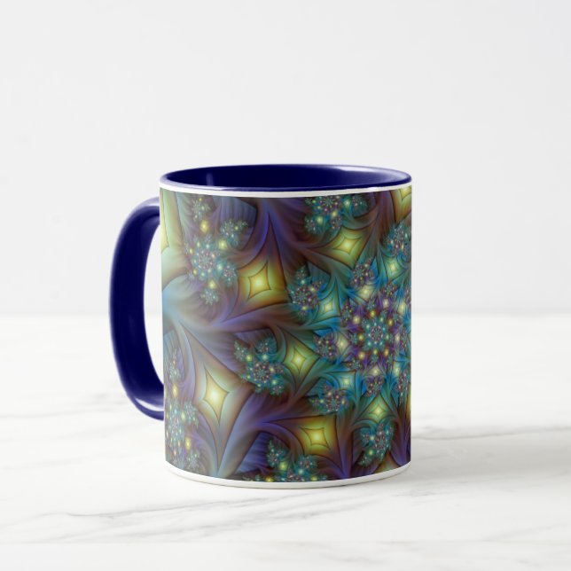 Mug Illuminé Abstrait brillant Turquoise violet Fracta (Devant gauche)