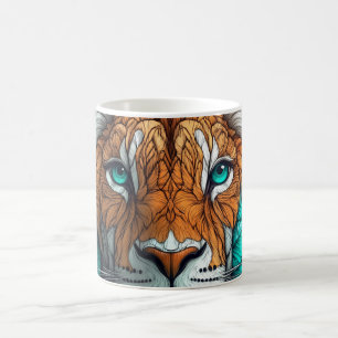 Mug illustration abstraite d'un visage de lion