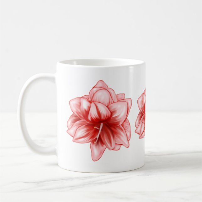 Mug Illustration Amaryllis rose et blanc (Gauche)