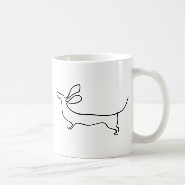 Mug Illustration au trait teckel un d'oreilles de vol (Droite)