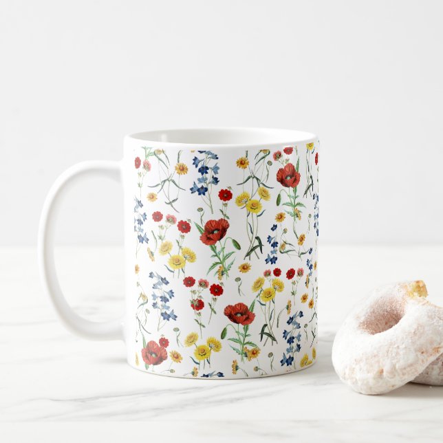 Mug Illustration botanique Motif fleur sauvage (Avec donut)