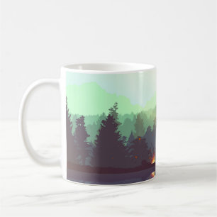 Mug Illustration Camping Adventure Forest Mountain