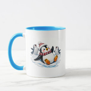 Mug Illustration d'adorables manchots en hiver
