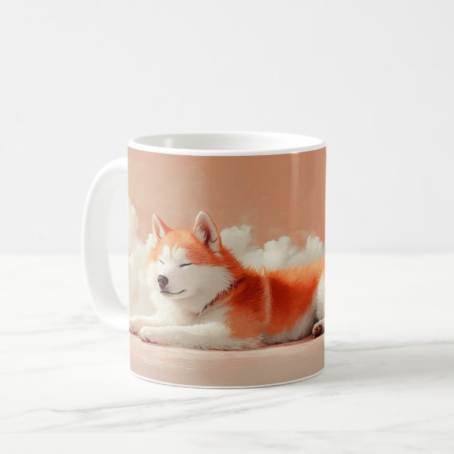 Mug Illustration d'Akita Dog Cute (Devant gauche)