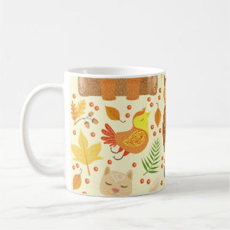 Mug Illustration d'animaux de forêt ornementaux.