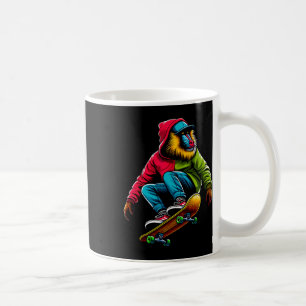 Mug Illustration d'art cool funky de mandrill en skate