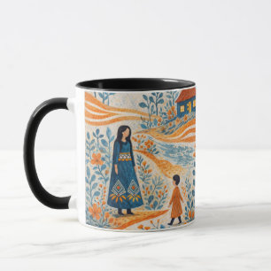 Mug Illustration d'art folklorique fantaisiste de mère