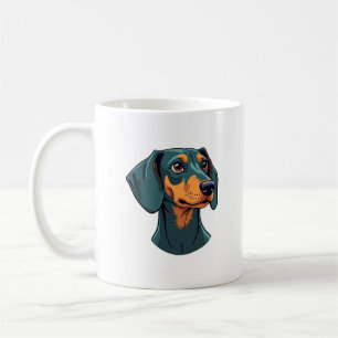 Mug Illustration d'art rétro de portrait de teckel vin