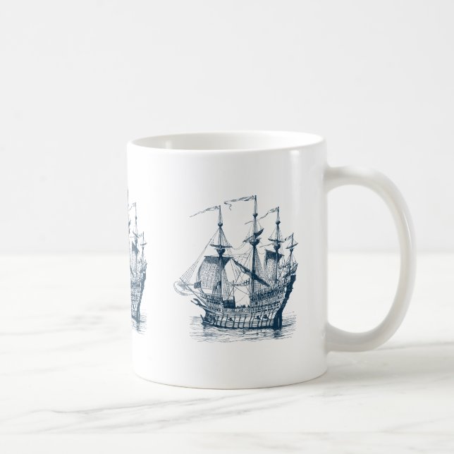 Mug Illustration de bateau nautique marine-Blue Wind (Droite)