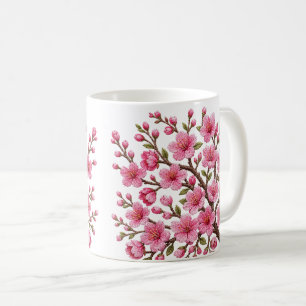 Mug Illustration de branche de sakura brodée en faux 3