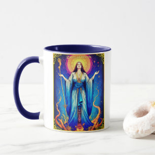 Mug Illustration de carte de tarot, Reine de Bâtons