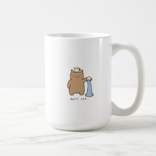 Mug Illustration de chat brun kawaii qui renverse de l
