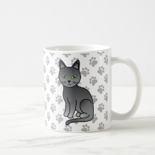 Mug Illustration de chat de dessin animé mignon bleu r