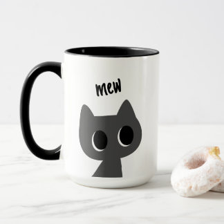 Mug Illustration de chat noir mignon Mew minimaliste