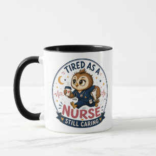 Mug Illustration de chouette infirmière fatiguée en de