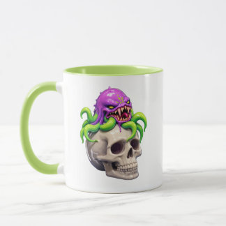 Mug Illustration de crâne de monstre tentaculaire bril
