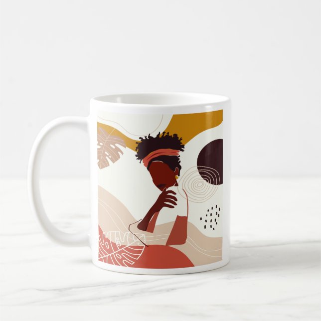 Mug Illustration de femme noire, Portrait (Gauche)