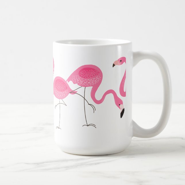 Mug Illustration de Flamants roses roses (Droite)