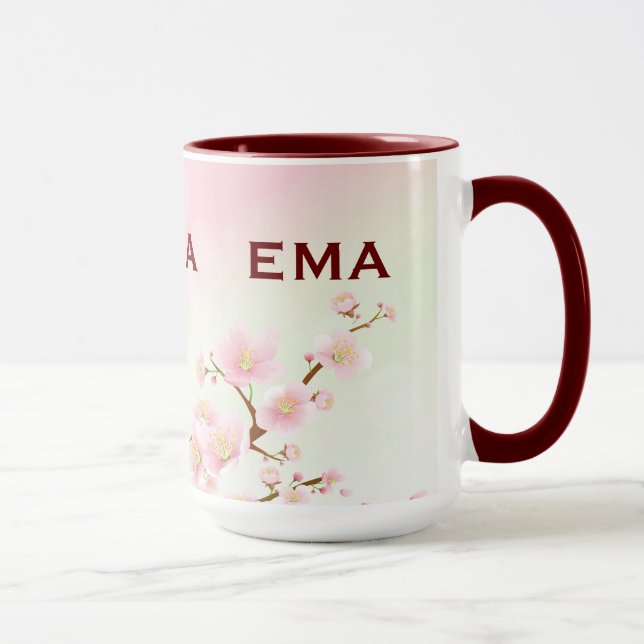 Mug Illustration de fleurs de cerisiers rose doux (Droite)